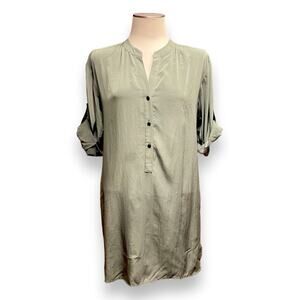 Kenneth Cole Popover Tunic Dress with Pockets Olive Green Medium